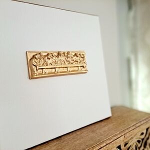 Last Supper intaglio mounted on a 12x12 gallery wrapped canvas trimmed in gold